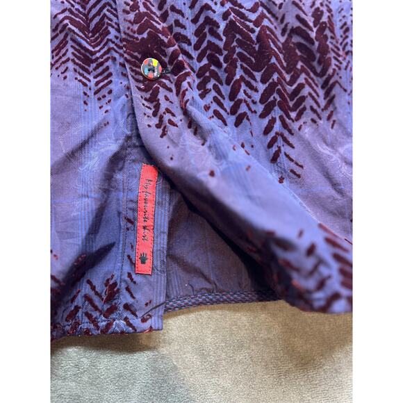Visconti Black Shirt Mens XL Extra Large Purple burn out velvet long sleeve‎